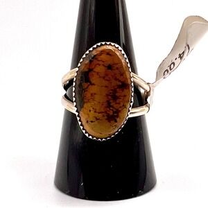 Oval Blackjack Turquoise Statement Ring Sz 9.75 marked Sterling & BBT by Artisan